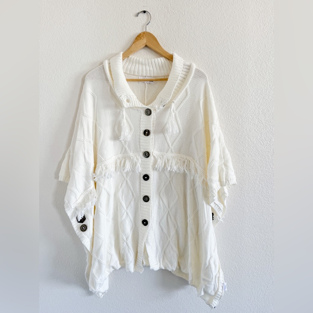 Neon Buddha Button-up Knit Poncho